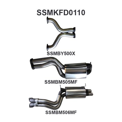 Ford Falcon BA, BF 5.4L Barra 3 Valve V8 XT Futura Sedan Dual Cat Back Exhaust System - Stainless Steel 3in - Medium Noise Levels (Driver's Side Exit)