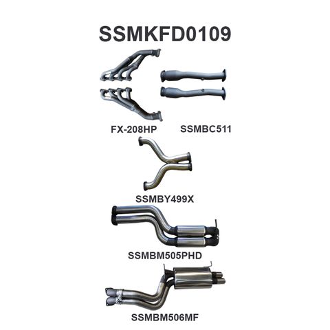 Ford Falcon BA BF 5.4L BOSS V8 XR8 Sedan Stainless Steel 3in Dual Full Exhaust System - Medium Noise Levels - Driver's Side Exit