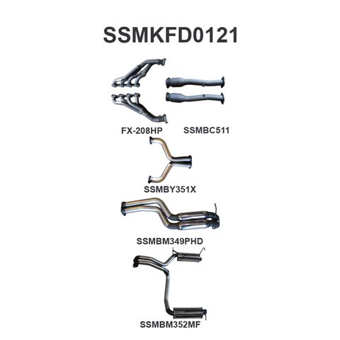 FPV GT, GT-P Force 8 BF BOSS 5.4L V8 Sedan Stainless Steel 2.5in Dual Full Exhaust System - Medium Noise Levels