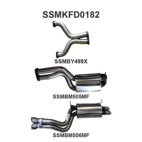 Ford Falcon FG 5.4L XR8 V8 Sedan Stainless Steel 3in Dual Cat Back Exhaust System - Medium Noise Levels, Exit Out Driver's Side Only