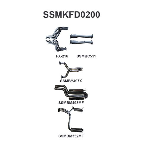 FPV GS, GT, GT-P & GT-F FG 5.0L Supercharged Coyote/Miami V8 Sedan Stainless Steel 2.5in Dual Full Exhaust System - Quiet Noise Levels Driver and Passenger Side Exit