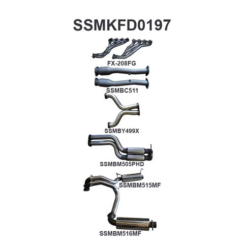 FPV GS GT GT-P GT-E FG 5.4L V8 Sedan Stainless Steel 3in Dual Full Exhaust System - Medium Noise Levels (Driver/Passenger Side Exit)