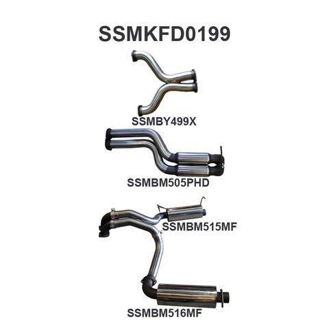 FPV GS GT GT-P GT-F FG 5.0L Supercharged Coyote/Miami V8 Sedan Stainless Steel 3in Dual Cat Back Exhaust System - Louder Noise Levels Driver and Passenger Side