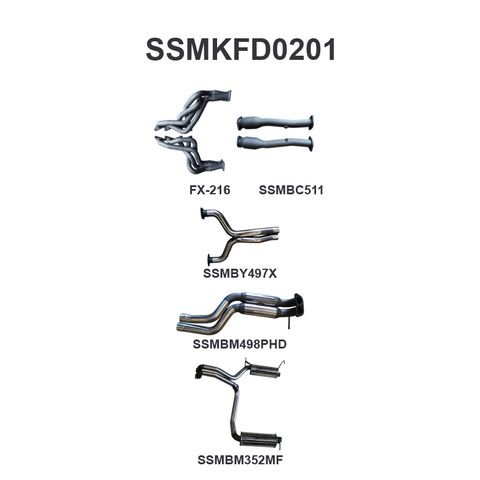 2.5in FPV GS, GT, GT-P & GT-F FG 5.0L Supercharged Coyote/Miami V8 Stainless Steel Dual Full Exhaust System with Medium Noise Levels - Driver and Passenger Side Exit for Sedan