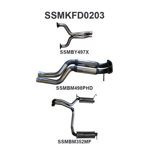 FPV GS, GT, GT-P &GT-F FG 5.0L Supercharged Coyote/Miami V8 Sedan Dual Cat Back Exhaust - 2.5in Stainless Steel with Medium Noise Levels - Driver and Passenger Side Exit