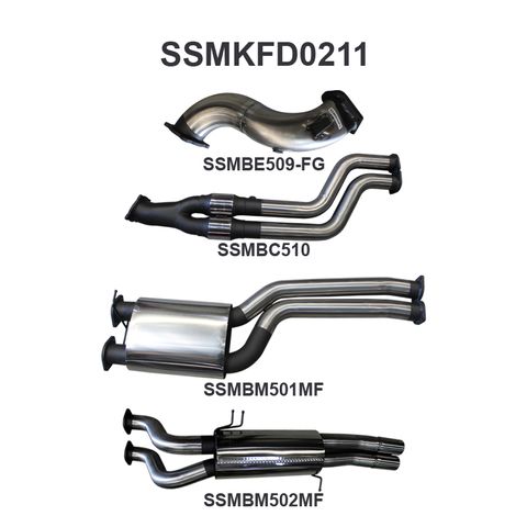 Ford Falcon FG, FG-X 4.0L 6 Cylinder XR6 Turbo Ute Stainless Steel 3in Dual Full Exhaust System - Medium Noise Levels