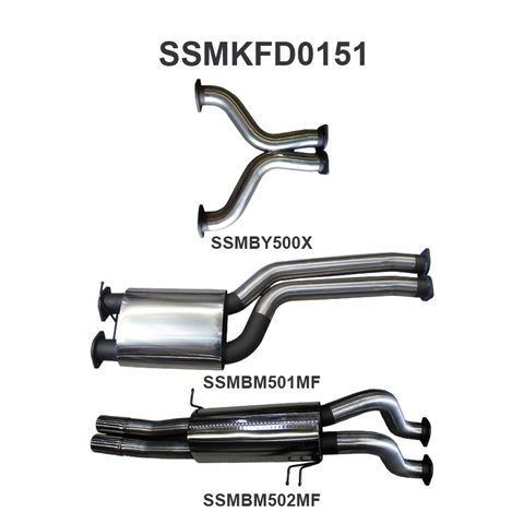 Ford Falcon BA, BF 5.4L Barra 3 Valve V8 XL XLS Ute Stainless Steel Cat-Back Exhaust System - Medium Noise Levels