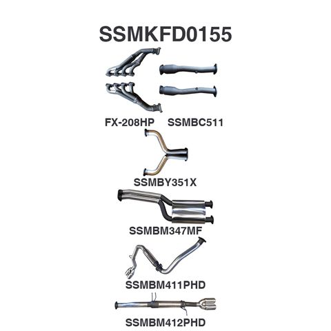 Ford Falcon BA, BF 5.4L BOSS 4 Valve V8 XR8 Ute Stainless Steel 2.5in Dual Full Exhaust System - Loud Noise Levels with Optional Driver & Passenger Side Exit