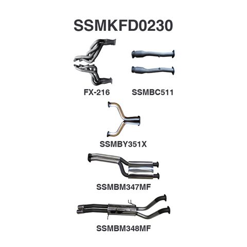 FPV GS Pursuit Super Pursuit 5.0L V8 Supercharged Ute Exhaust System - 2.5in Dual Full Exit on Driver Side with Quiet Noise Levels - Stainless Steel