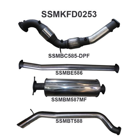 Ford Ranger PXII 3.2L CRD Ute 2016-2022 Stainless Steel DPF Catback Exhaust System - Quiet Noise Levels