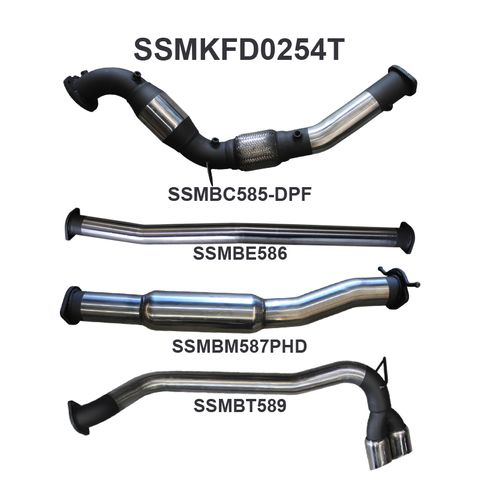 Ford Ranger PXII 3.2L CRD (with DPF) Ute Stainless Steel Cat-Back Exhaust System - October 2016 - 2022, Medium Noise Levels