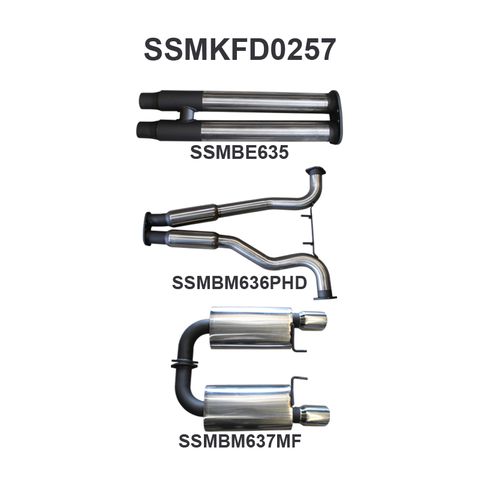 Ford Mustang FM S550 5.0L V8 Fastback Coupe Stainless Steel 3in Dual Cat Back Exhaust System - Medium Noise Levels