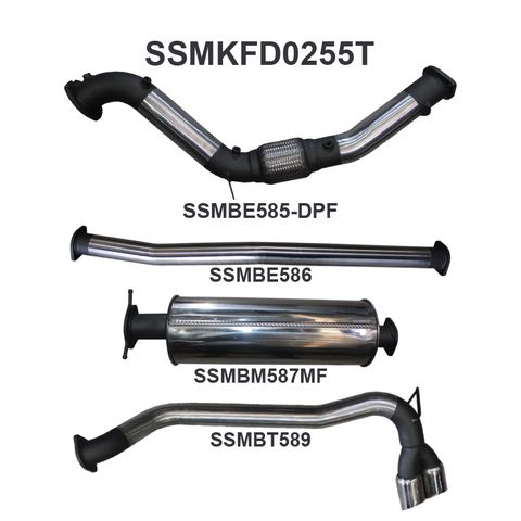 Ford Ranger PXII 3.2L CRD 2016-2022 Ute Stainless Steel Exhaust System without Cat - Quiet Noise Levels