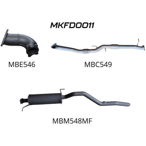 Ford Ranger PJ, PK 3.0L CRD (Manual) 2006-2011 Ute Aluminised Steel Exhaust System With Cat - Quiet Noise Levels