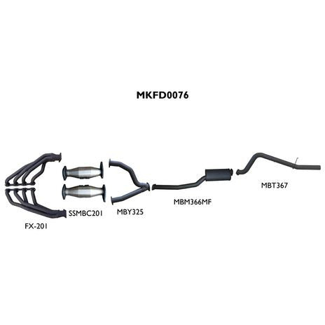 Ford Falcon AU 5.0L V8 XR8 Aluminised Steel 3in Single Full Exhaust System - Medium Noise Levels