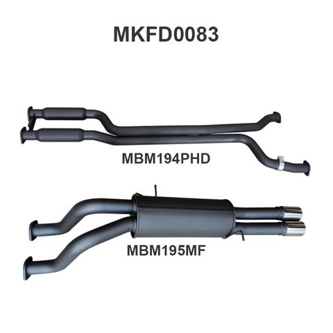 Ford Falcon AU 5.0L V8 XR8 Ute Aluminised Steel 2.5in Dual Cat Back Exhaust System - Medium Noise Levels