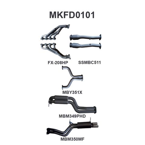 Ford Falcon BA BF 5.4L BOSS 4 Valve V8 XR8 Exhaust - Aluminised Steel 2.5in Dual Full System Medium Noise Levels Sedan Driver's Side Exit