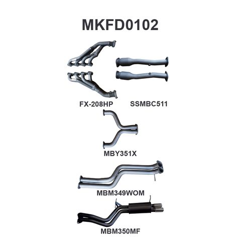 Ford Falcon BA, BF 5.4L BOSS 4 Valve V8 XR8 Aluminised Steel 2.5in Dual Full System Exhaust Driver's Side Exit - Loud Noise Levels (Sedan)