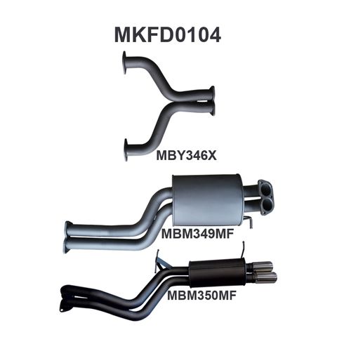 Ford Falcon BA, BF 5.4L Barra 3 Valve V8 XT Futura Aluminised Steel 2.5in Dual Cat Back Exhaust System - Driver Side Exit & Quiet Noise Levels (Sedan)