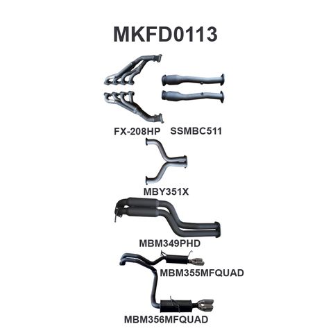 Ford Falcon BA, BF 5.4L BOSS 4 Valve V8 XR8 Sedan Aluminised Steel 2.5in Dual Exhaust System with Optional Driver & Passenger Side Exit and Medium Noise Levels