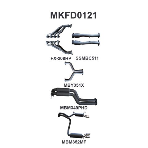 FPV GT, GT-P Force 8 BF BOSS 5.4L V8 Aluminised Steel 2.5in Dual Full System Exhaust - Medium Noise Levels