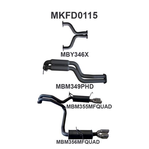 Ford Falcon BA, BF 5.4L Barra 3 Valve V8 XT Futura Aluminised Steel 2.5in Dual Cat Back Exhaust - Optional Exit Out Both Driver & Passenger Side - Medium Noise Levels (Sedan)