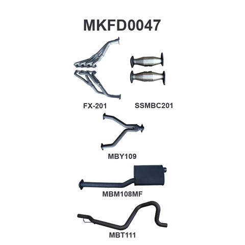 Ford Falcon AU 5.0L V8 (Live Axle) Sedan Aluminised Steel 2.5in Single Full Exhaust System - Medium Noise Level