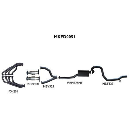 Ford Falcon AU 5.0L V8 (Live Axle) Sedan Aluminised Steel 3in Single Full Exhaust System - Medium Noise Levels