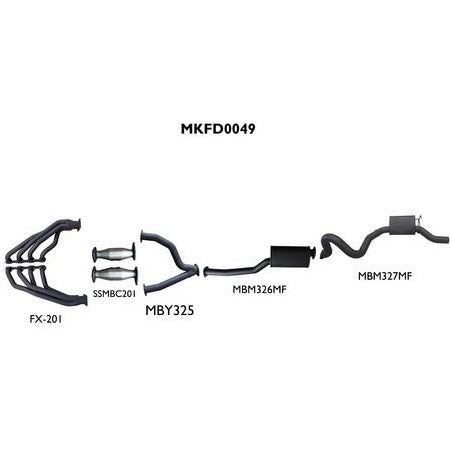 Ford Falcon AU 5.0L V8 (Live Axle) Sedan Aluminised Steel 3in Single Full Exhaust System - Low Noise Levels