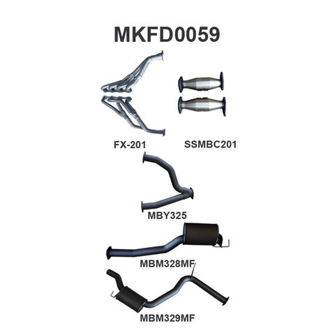 Ford Falcon AU 5.0L V8 Sedan Aluminised Steel 3in Single Full Exhaust System with Independent Rear Suspension (Including XR8) for Quiet Noise Levels