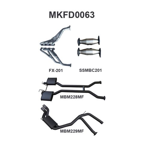 Ford Falcon AU 5.0L V8 Aluminised Steel 2.5in Dual Full Exhaust System with Independent Rear Suspension (including XR8) - Quiet Noise Levels