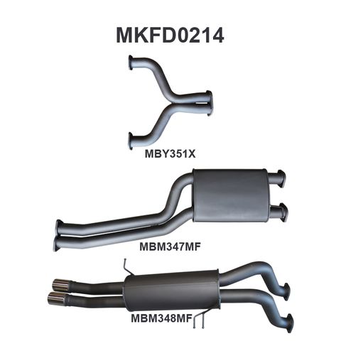 FPV GS Pursuit Super Pursuit FG 5.0L Aluminised Steel 2.5in Dual Cat-Back Exhaust System with Quiet Noise Levels - Driver Side Exit for Ute