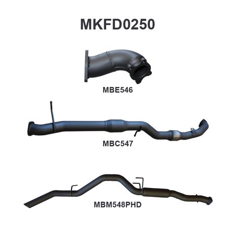 Ford Ranger PJ, PK 3.0L CRD (Manual) 2006-2011 Ute Aluminised Steel Full Exhaust System - Medium Noise Levels