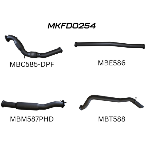 Ford Ranger PXII 3.2L CRD Ute Aluminised Steel Exhaust System 2016-2022 DPF Cat Medium Noise Levels