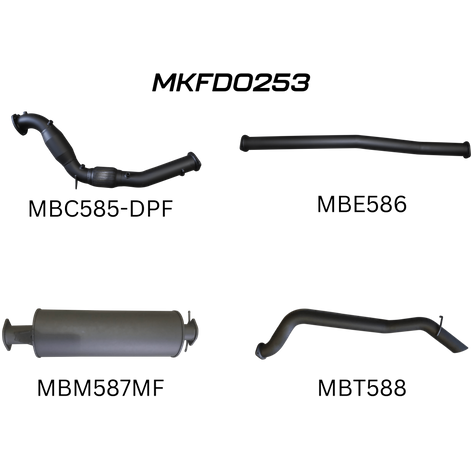 Ford Ranger PXII 3.2L CRD Ute Aluminised Steel Exhaust System (October 2016 - 2022 with DPF) – Low Noise Levels