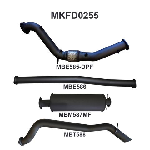 Ford Ranger PXII 3.2L CRD Ute Aluminised Steel Exhaust System October 2016 - 2022 (with DPF) - Quiet Noise Levels, No Catalytic Converter