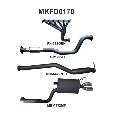 Ford Falcon FG 4.0L 6 Cylinder Non Turbo Aluminised Steel 2.5in Single Full Exhaust System - Medium Noise Levels Fits All Models (XT, XR6, G6 & G6E) Sedan