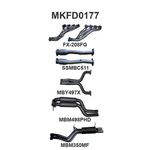 Ford Falcon FG 5.4L XR8 V8 Aluminised Steel 2.5in Dual Full Exhaust System - Medium Noise Levels with Driver's Side Exit - Sedan