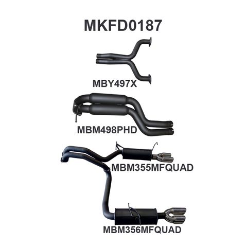 Ford Falcon FG 5.4L XR8 V8 Sedan Aluminised Steel 2.5in Dual Cat Back Exhaust System - Optional Exit Out Driver and Passenger Side - Medium Noise Levels