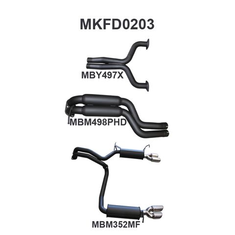 FPV GS, GT, GT-P, GT-F FG 5.0L Supercharged Coyote/Miami Aluminised Steel 2.5in Dual Cat Back Exhaust System - Medium Noise Levels for Sedan Side Exit Driver and Passenger