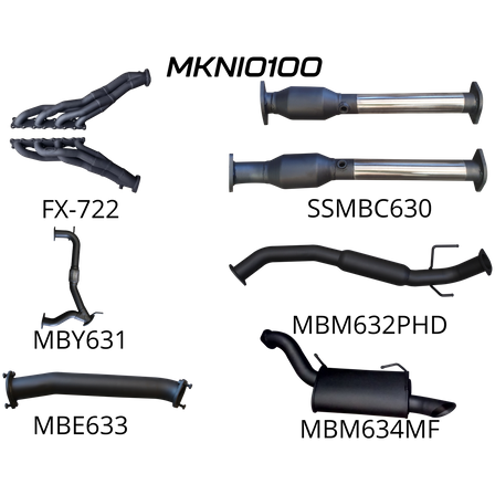 Nissan Patrol Y62 5.6L V8 Petrol Wagon Aluminised Steel 3in Single Full Exhaust System - Medium Noise Levels