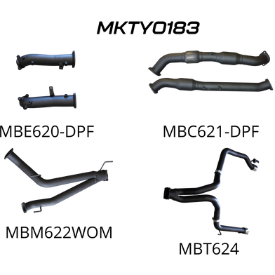 Toyota Landcruiser VDJ200 V8 3in Dual Turbo Back Exhaust System with Cats, No Mufflers - Left & Right Exit