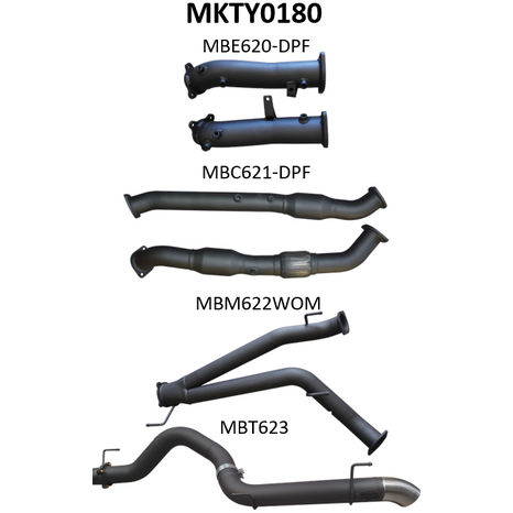 Toyota Landcruiser VDJ200 3in Dual Turbo Back Exhaust System with Cats and 4in Tailpipe Exit (No Mufflers)