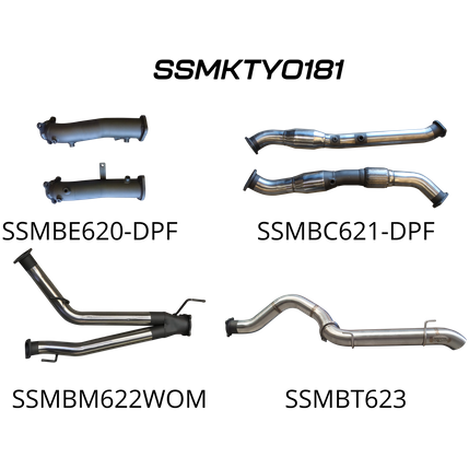 Toyota Landcruiser VDJ200 V8 3in Dual Turbo Back Exhaust System with 4in Tailpipe Exit (DPF Pipe Only)