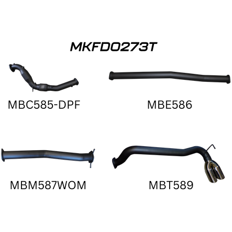 Ford Ranger PXII 3.2L CRD October 2016 - 2022 Ute Aluminised Steel Cat-Back Exhaust System with DPF (High Noise Levels)