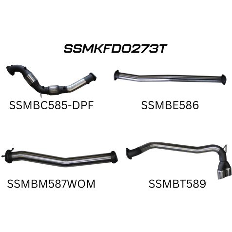 Ford Ranger PXII 3.2L CRD 2016-2022 Ute Stainless Steel Catback Exhaust System - Loud Noise Levels (with DPF)