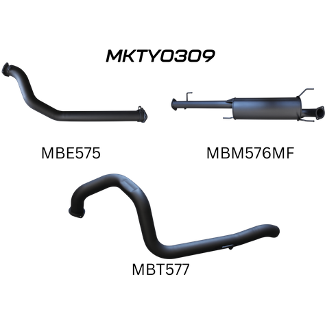 Toyota Prado KDJ120R, KDJ150R 3.0L Turbo Diesel Wagon Aluminised Steel Full Exhaust System - Sept 2007 to Sept 2015 - 3 inch Without Catalytic Converter Medium Noise Level