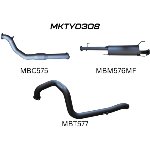 Toyota Prado KDJ120R, KDJ150R 3.0L Turbo Diesel Wagon Aluminised Steel Full Exhaust System (September 2007 - September 2015) Medium Noise Levels